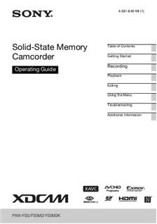 Sony PXW FS5 manual. Camera Instructions.